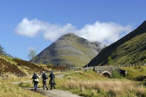 Three walkers on the West Highland Way